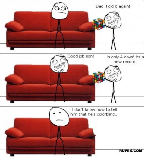 Colorblind Rubik's Cube meme