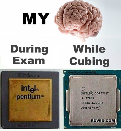 my brain during exam and cubing