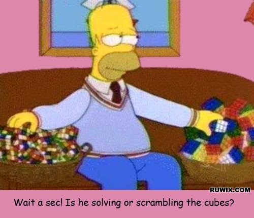 Homer Simpson Rubik's Cube solve