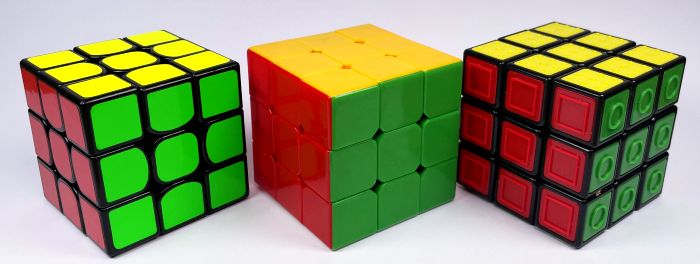stickered, stickerless and tiled cubes